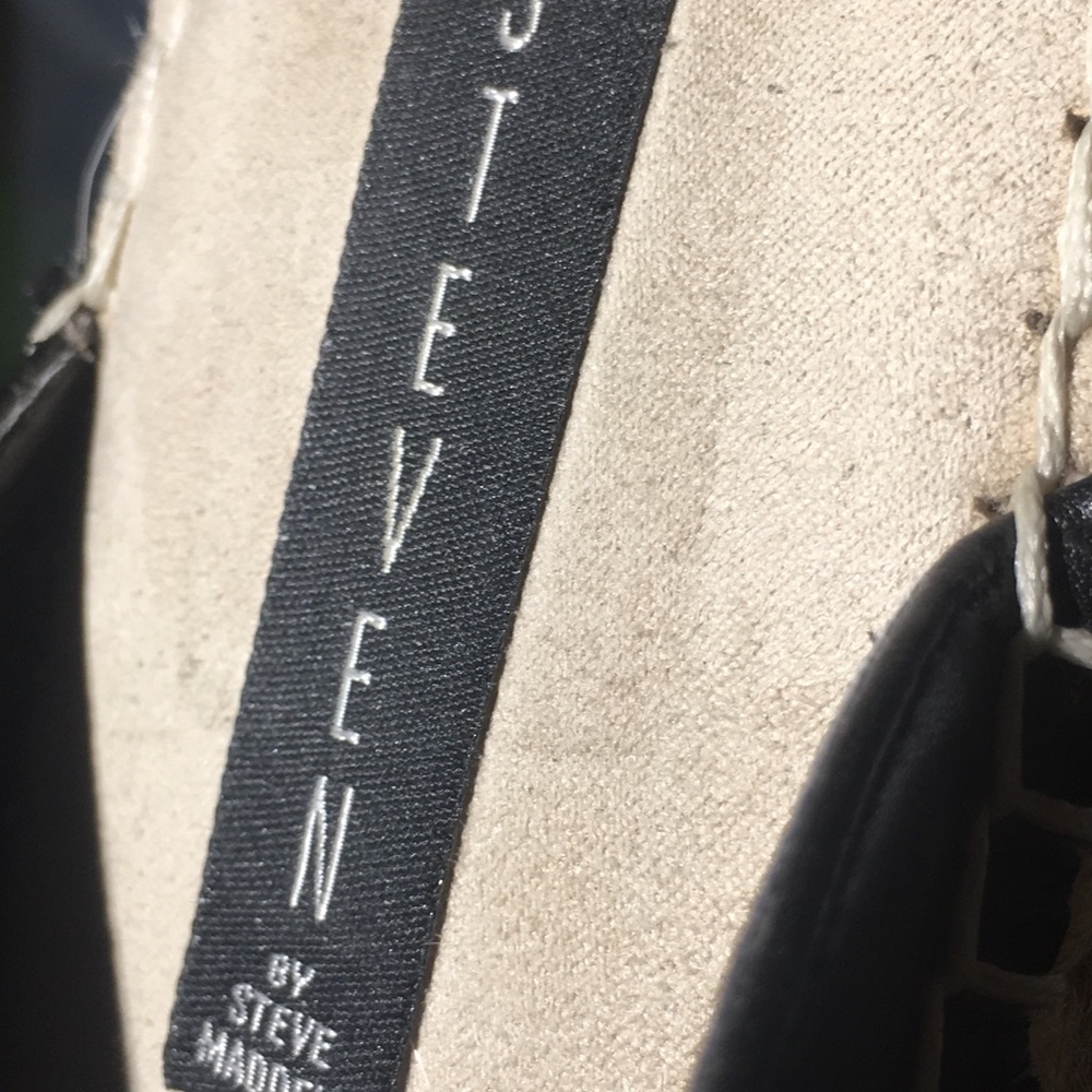 Steven by Steve Madden Lapis Black Leather platform flip flop sandals womans 9.5 - Picture 11 of 12